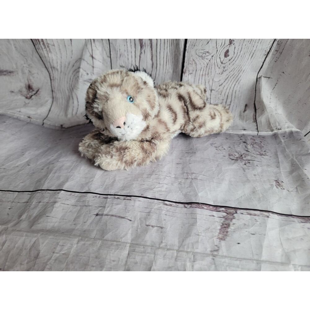 Wild Republic Plush Snow Leopard Tan/White Laying Down 8" Stuffed Animal Toy